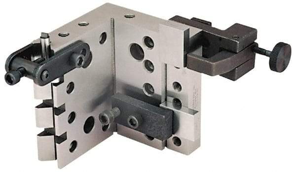 Suburban Tool - 4" Wide x 4" Deep x 4-1/2" High Steel Precision-Ground Angle Plate - V-Step Plate, Machined Holes on Surface, Open End, 1" Thick, Pair of Plates - A1 Tooling