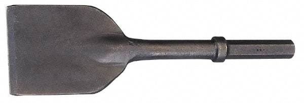 Made in USA - 5" Head Width, 11" OAL, 1-1/8" Shank Diam, Asphalt Cutter Chisel - Hex Drive, Hex Shank, Alloy Steel - A1 Tooling