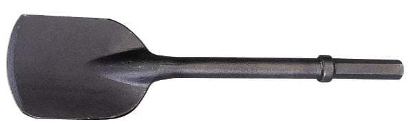 Made in USA - 5-1/2" Head Width, 22" OAL, 1-1/4" Shank Diam, Spade Chisel - Hex Drive, Hex Shank, Alloy Steel - A1 Tooling