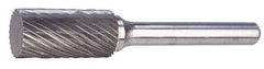 SGS Pro - 3/16" Cut Diam, 1/4" Shank Diam, Cylinder Head Single Cut Burr - Carbide, Flat End, 5/8" LOC, 2" OAL - A1 Tooling