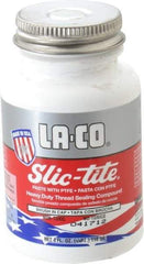 LA-CO - 1/4 Pt Brush Top Can White Thread Sealant - Paste with PTFE, 500°F Max Working Temp, For Metal, PVC, CPVC & ABS Plastic Pipe Threads - A1 Tooling