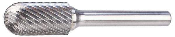 M.A. Ford - 1/8" Cut Diam, 1/4" Shank Diam, Cylinder with Radius Head Double Cut Burr - Carbide, Radius End, 1/2" LOC, 2" OAL - A1 Tooling