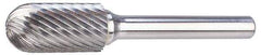 M.A. Ford - 5/8" Cut Diam, 1/4" Shank Diam, Cylinder with Radius Head Single Cut Burr - Carbide, Radius End, 1" LOC, 3" OAL - A1 Tooling