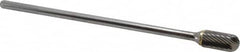 Atrax - 1/2" Cut Diam, 1/4" Shank Diam, Cylinder with Radius Head Single Cut Burr - Carbide, Radius End, 1" LOC, 7" OAL - A1 Tooling