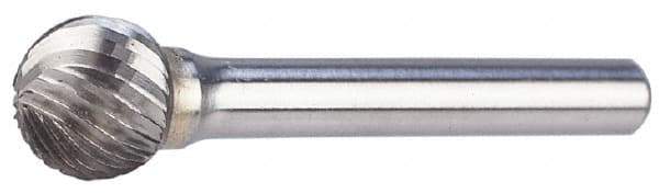 M.A. Ford - 3/16" Cut Diam, 1/4" Shank Diam, Ball Head Single Cut Burr - Carbide, Radius End, 5/32" LOC, 2" OAL - A1 Tooling