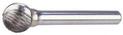 M.A. Ford - 3/16" Cut Diam, 1/4" Shank Diam, Ball Head Single Cut Burr - Carbide, Radius End, 5/32" LOC, 2" OAL - A1 Tooling