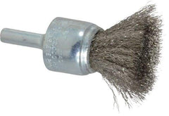 Weiler - 3/4" Brush Diam, Crimped, End Brush - 1/4" Diam Steel Shank, 22,000 Max RPM - A1 Tooling