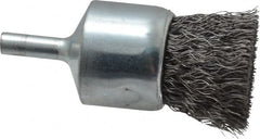 Weiler - 1" Brush Diam, Crimped, End Brush - 1/4" Diam Steel Shank, 22,000 Max RPM - A1 Tooling