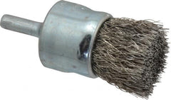 Weiler - 1" Brush Diam, Crimped, End Brush - 1/4" Diam Steel Shank, 22,000 Max RPM - A1 Tooling