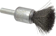 Weiler - 1/2" Brush Diam, Crimped, End Brush - 1/4" Diam Steel Shank, 25,000 Max RPM - A1 Tooling