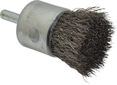 Weiler - 1" Brush Diam, Crimped, End Brush - 1/4" Diam Steel Shank, 22,000 Max RPM - A1 Tooling