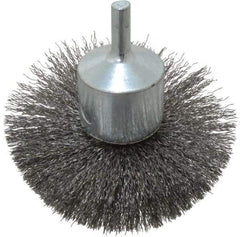 Weiler - 3" Brush Diam, Crimped, Flared End Brush - 1/4" Diam Shank, 16,000 Max RPM - A1 Tooling