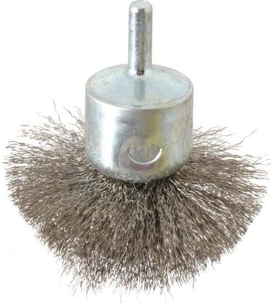 Weiler - 2-3/4" Brush Diam, Crimped, Flared End Brush - 1/4" Diam Shank, 16,000 Max RPM - A1 Tooling