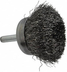 Weiler - 1-3/4" Diam, 1/4" Shank Diam, Steel Fill Cup Brush - 0.0118 Wire Diam, 3/4" Trim Length, 13,000 Max RPM - A1 Tooling