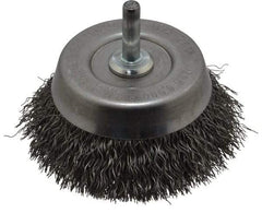 Weiler - 2-3/4" Diam, 1/4" Shank Diam, Steel Fill Cup Brush - 0.0118 Wire Diam, 7/8" Trim Length, 6,000 Max RPM - A1 Tooling