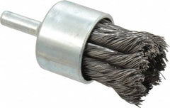 Weiler - 1-1/8" Brush Diam, Knotted, End Brush - 1/4" Diam Shank, 22,000 Max RPM - A1 Tooling