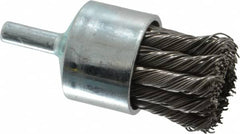 Weiler - 1-1/8" Brush Diam, Knotted, End Brush - 1/4" Diam Shank, 22,000 Max RPM - A1 Tooling