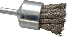 Weiler - 1-1/8" Brush Diam, Knotted, End Brush - 1/4" Diam Shank, 22,000 Max RPM - A1 Tooling