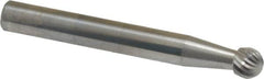 Atrax - 1/4" Cut Diam, 6mm Shank Diam, Ball Head Single Cut Burr - Carbide, Radius End, 1/4" LOC, 2" OAL - A1 Tooling