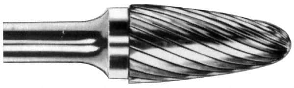 M.A. Ford - 5/8" Cut Diam, 1/4" Shank Diam, Tree with Radius Head Double Cut Burr - Carbide, Radius End, 1" LOC, 3" OAL - A1 Tooling