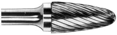 M.A. Ford - 7/16" Cut Diam, 1/4" Shank Diam, Tree with Radius Head Double Cut Burr - Carbide, Radius End, 1" LOC, 3" OAL - A1 Tooling