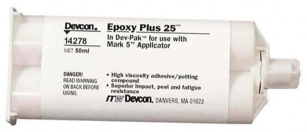 Devcon - 50 mL Cartridge Two Part Epoxy - 25 min Working Time, 2,750 psi Shear Strength - A1 Tooling