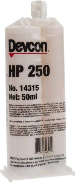 Devcon - 50 mL Cartridge Two Part Epoxy - 65 min Working Time, 3,200 psi Shear Strength, Series HP250 - A1 Tooling