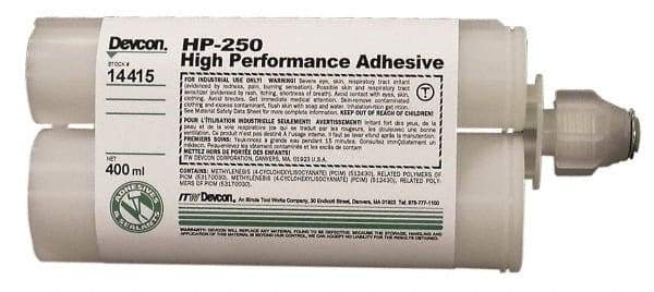 Devcon - 400 mL Cartridge Two Part Epoxy - 65 min Working Time, 3,200 psi Shear Strength, Series HP250 - A1 Tooling