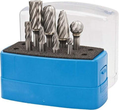 Made in USA - 8 Piece, 1/4" Shank Burr Set - Tungsten Carbide, Multiple Head Shape - A1 Tooling