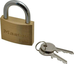 Master Lock - 15/16" Shackle Clearance, Keyed Alike Padlock - 9/32" Shackle Diam, Brass - A1 Tooling