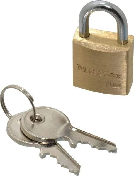 Master Lock - 7/16" Shackle Clearance, Keyed Alike Padlock - 5/32" Shackle Diam, Brass - A1 Tooling