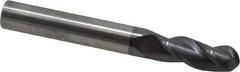 Accupro - 5/16" Diam, 13/16" LOC, 3 Flute Solid Carbide Ball End Mill - AlTiN Finish, Single End, 2-1/2" OAL, 5/16" Shank Diam, Spiral Flute - A1 Tooling