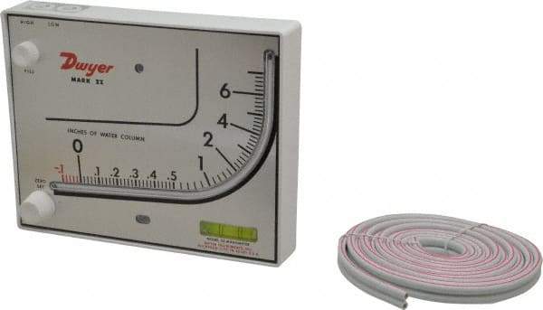 Dwyer - 15 Max psi, 3% Accuracy, Plastic Manometer - 15 Maximum PSI, 7 Inch Water Column, 140°F Max - A1 Tooling