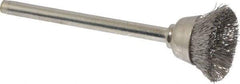 Anderson - 9/16" Diam, 1/8" Shank Diam, Stainless Steel Fill Cup Brush - 0.005 Wire Diam, 25,000 Max RPM - A1 Tooling