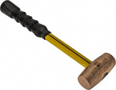 No-Mar - 3 Lb Head 1-1/2" Face Brass Hammer - Fiberglass Handle - A1 Tooling