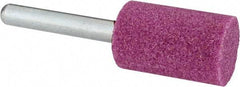 Grier Abrasives - 3/4" Head Diam x 1-1/4" Thickness, W206, Cylinder End, Aluminum Oxide Mounted Point - Pink, Medium Grade, 60 Grit, 28,720 RPM - A1 Tooling