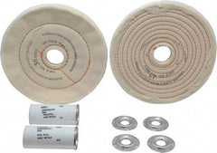 Dico - 6" Diam Cushion Sewn, Spiral Sewn Buffing Wheel Set - 1/2 - 1" Arbor Hole, Emery - A1 Tooling