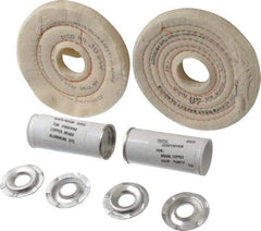 Dico - 4" Diam Cushion Sewn, Spiral Sewn Buffing Wheel Set - 1/2 - 1" Arbor Hole, Tripoli - A1 Tooling