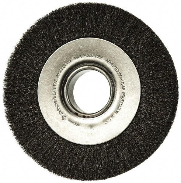 Anderson - 8" OD, 2" Arbor Hole, Crimped Steel Wheel Brush - 1-5/8" Face Width, 1-1/2" Trim Length, 0.006" Filament Diam, 4,500 RPM - A1 Tooling