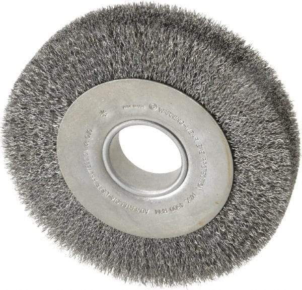 Anderson - 8" OD, 2" Arbor Hole, Crimped Steel Wheel Brush - 1-5/8" Face Width, 1-1/2" Trim Length, 0.0118" Filament Diam, 4,500 RPM - A1 Tooling