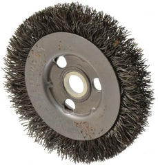 Anderson - 3" OD, 1/2" Arbor Hole, Crimped Steel Wheel Brush - 11/32" Face Width, 13/16" Trim Length, 0.0118" Filament Diam, 6,000 RPM - A1 Tooling