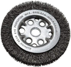 Anderson - 4-1/4" OD, 5/8" Arbor Hole, Crimped Steel Wheel Brush - 3/4" Face Width, 5/8" Trim Length, 0.014" Filament Diam, 6,000 RPM - A1 Tooling