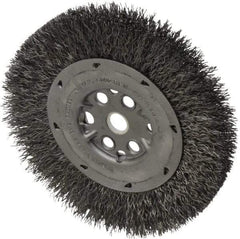 Anderson - 6" OD, 5/8" Arbor Hole, Crimped Steel Wheel Brush - 3/4" Face Width, 1-1/8" Trim Length, 0.014" Filament Diam, 6,000 RPM - A1 Tooling