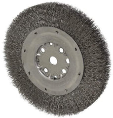 Anderson - 8" OD, 5/8" Arbor Hole, Crimped Steel Wheel Brush - 3/4" Face Width, 1-1/2" Trim Length, 0.0104" Filament Diam, 4,500 RPM - A1 Tooling