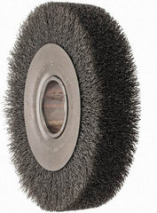 Anderson - 8" OD, 2" Arbor Hole, Crimped Steel Wheel Brush - 1-5/8" Face Width, 1-1/2" Trim Length, 0.01" Filament Diam, 4,500 RPM - A1 Tooling