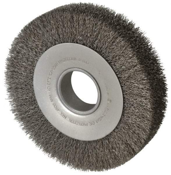 Anderson - 8" OD, 2" Arbor Hole, Crimped Steel Wheel Brush - 1-5/8" Face Width, 1-1/2" Trim Length, 0.014" Filament Diam, 4,500 RPM - A1 Tooling