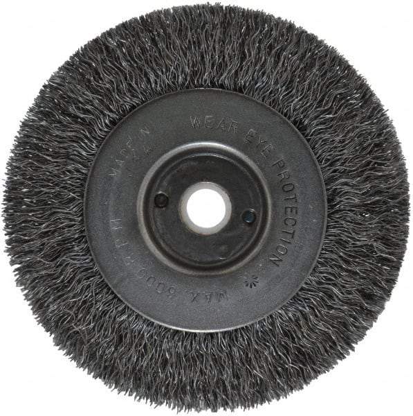 Anderson - 4" OD, 1/2" Arbor Hole, Crimped Steel Wheel Brush - 11/32" Face Width, 13/16" Trim Length, 0.0118" Filament Diam, 6,000 RPM - A1 Tooling