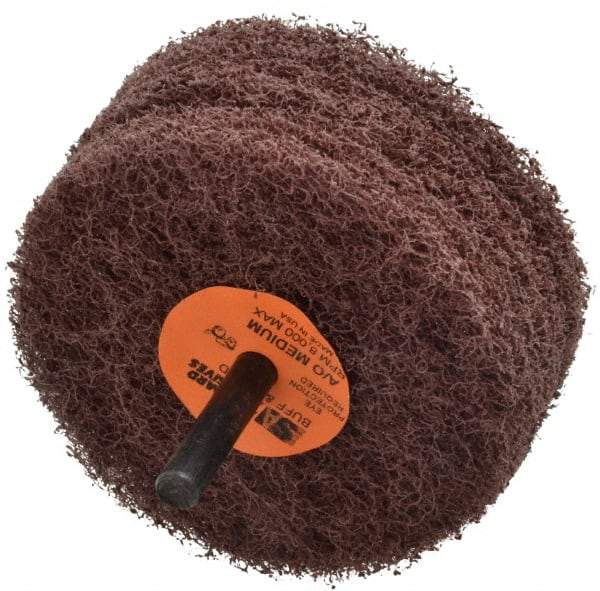 Standard Abrasives - 3" Diam, Medium Mounted Scrubber Buffing Wheel - 3 Ply, Medium Grade, 1/4" Shank Diam, 8,000 RPM - A1 Tooling