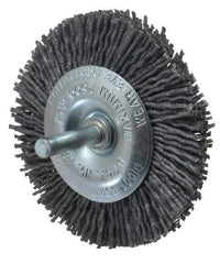 Dico - 3" OD, 1/4" Shank Diam, Crimped Nylon Wheel Brush - 3/8" Face Width - A1 Tooling