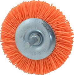 Dico - 3" OD, 1/4" Shank Diam, Crimped Nylon Wheel Brush - 3/8" Face Width - A1 Tooling